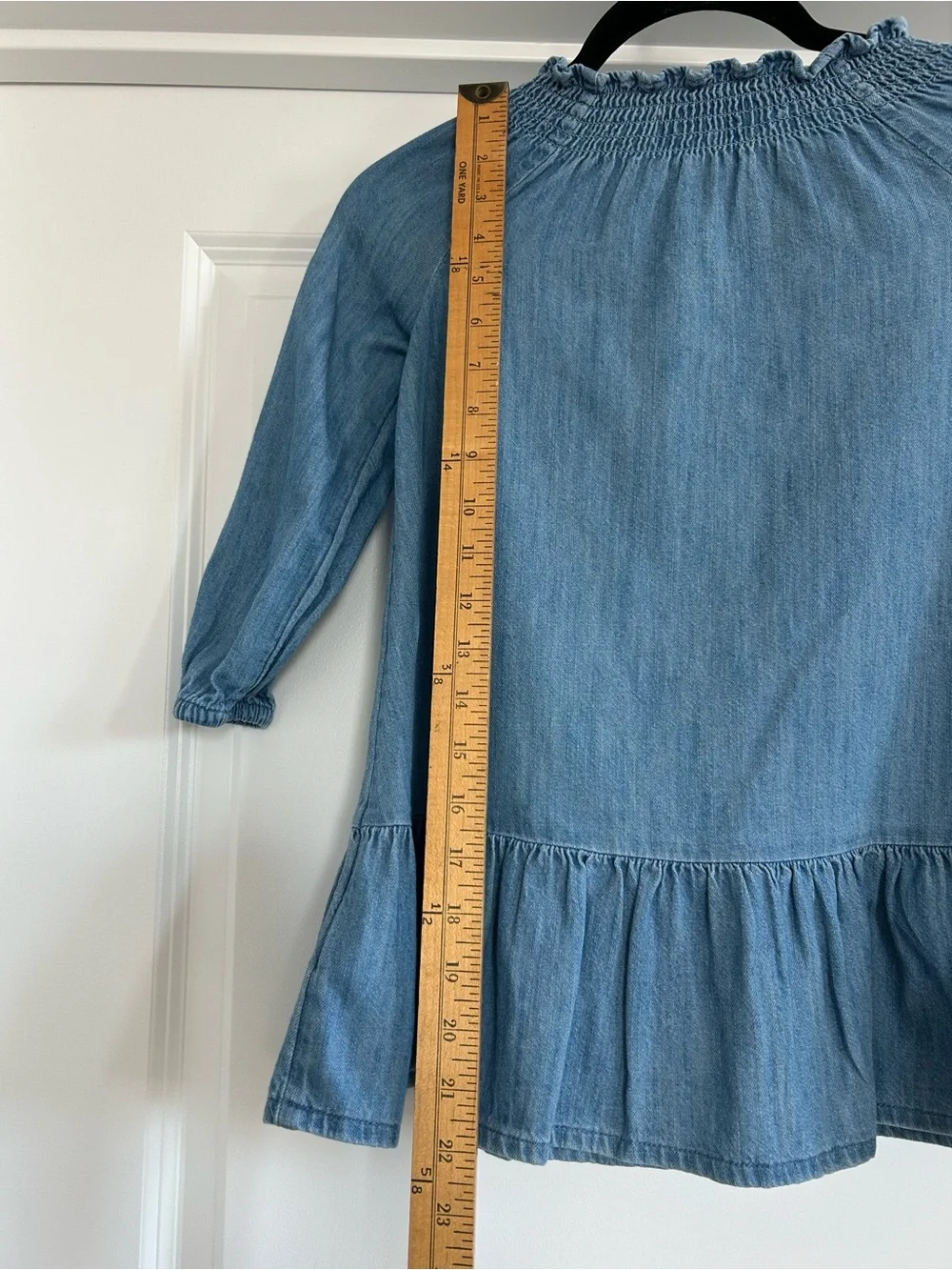 Old Navy Light Blue Denim Button-Down Ruffle-Hem Dress